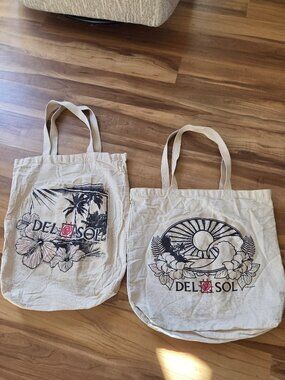 Lot of 2 Del Sol Color Changing Canvas Tote Bags